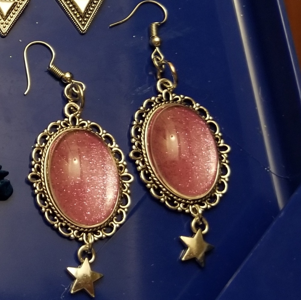 Pink star drop Earrings